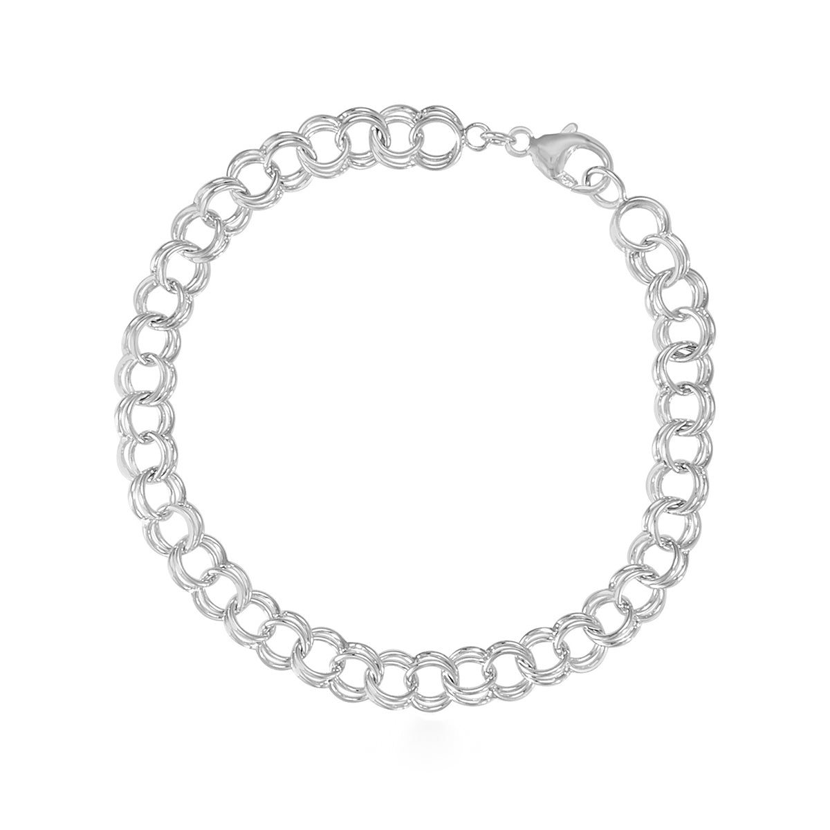 8-inch Double Link Charm Bracelet in Sterling Silver