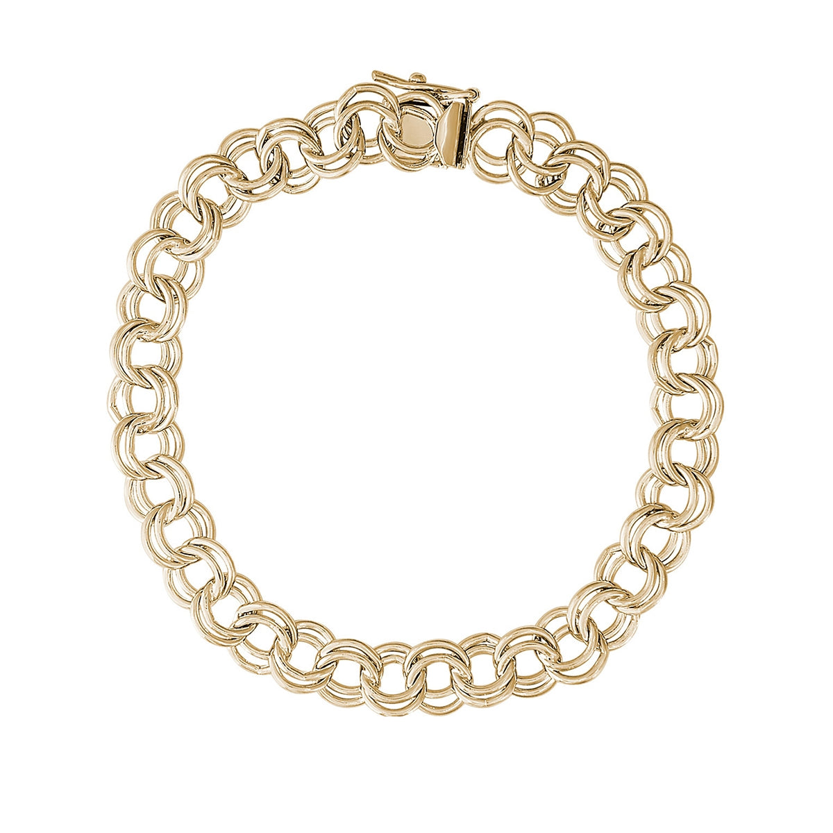 8-inch Large Double Link Charm Bracelet in 14K Yellow Gold