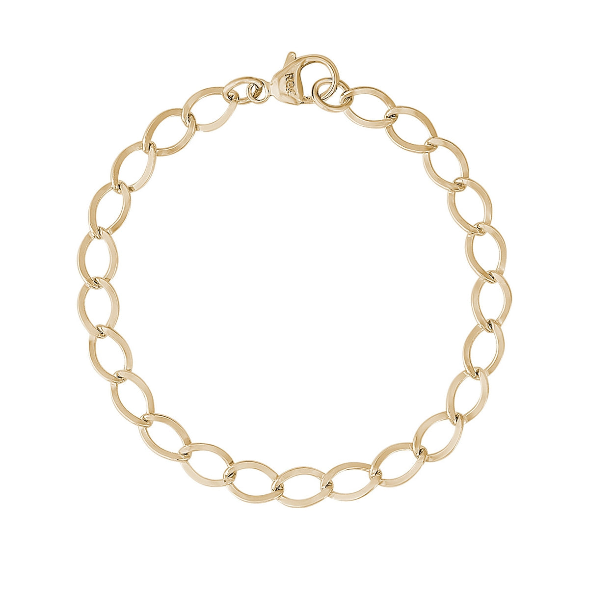 7-inch Elongated Oval Link Charm Bracelet in 14K Yellow Gold