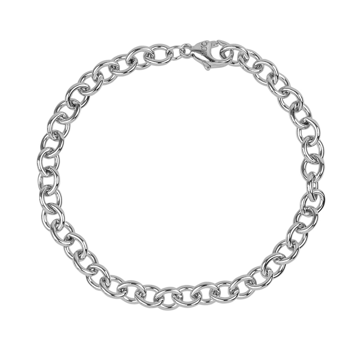 8-inch Cable Link Charm Bracelet in Sterling Silver