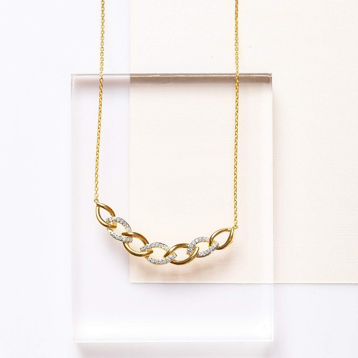 1/5 ct. tw. Diamond Marquise Link Necklace in 10K Yellow Gold front view