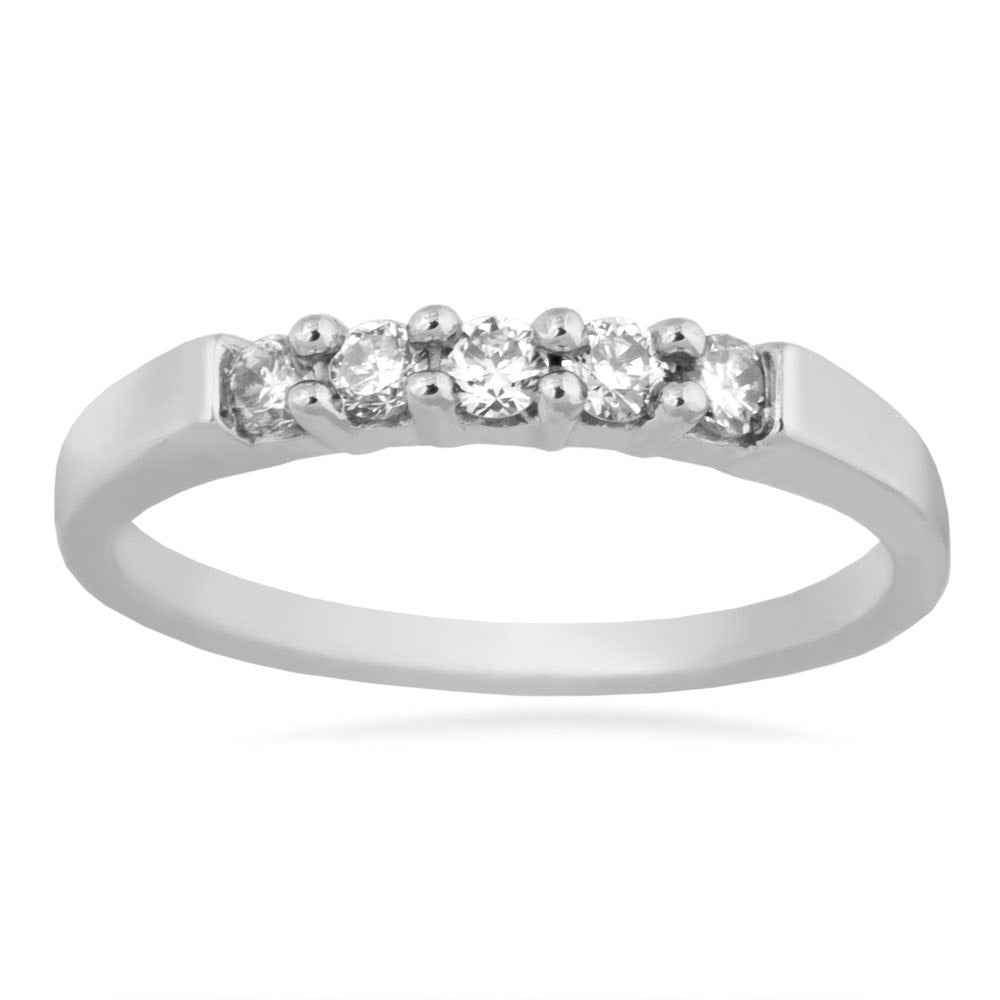 1/4 ct. tw. 5 Stone Round Diamond Anniversary Band in 10K White Gold