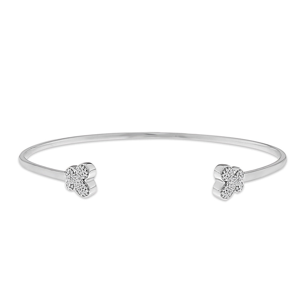 1/10 ct. tw. Diamond Butterfly Open Cuff Bracelet in Sterling Silver