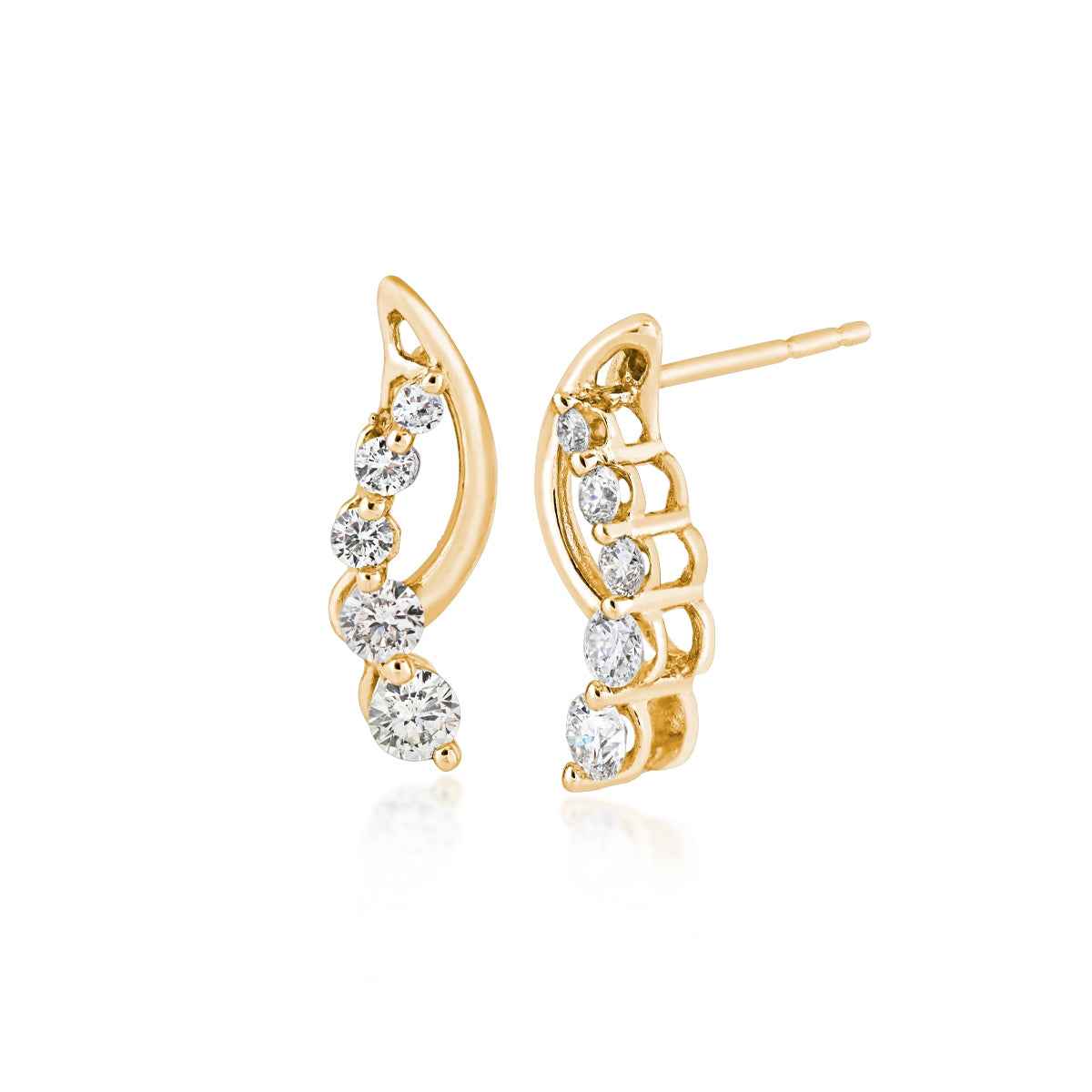 1/2 ct. tw. Round Diamond Journey Earrings in Yellow Gold