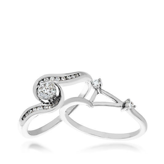 True Promise 1/4 ct. tw. Diamond Cluster Wedding Set in 10K White Gold close-up detail (2)