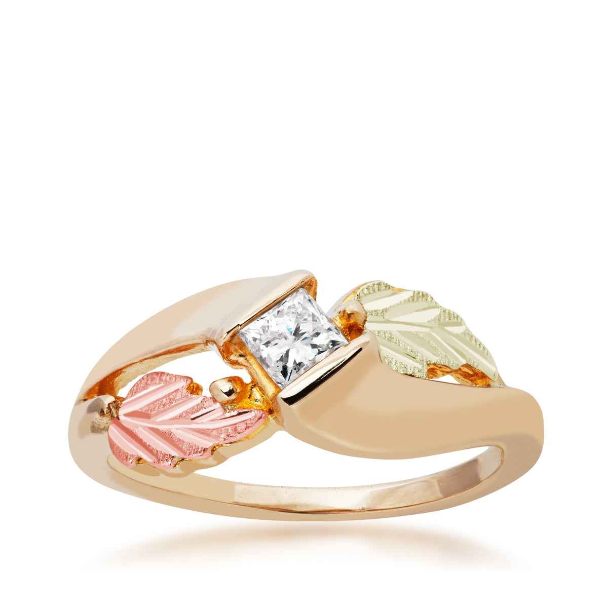 Black Hills Gold 1/3 ct. tw. Princess Cut Diamond Bypass Engagement Ring in 10K Yellow Gold