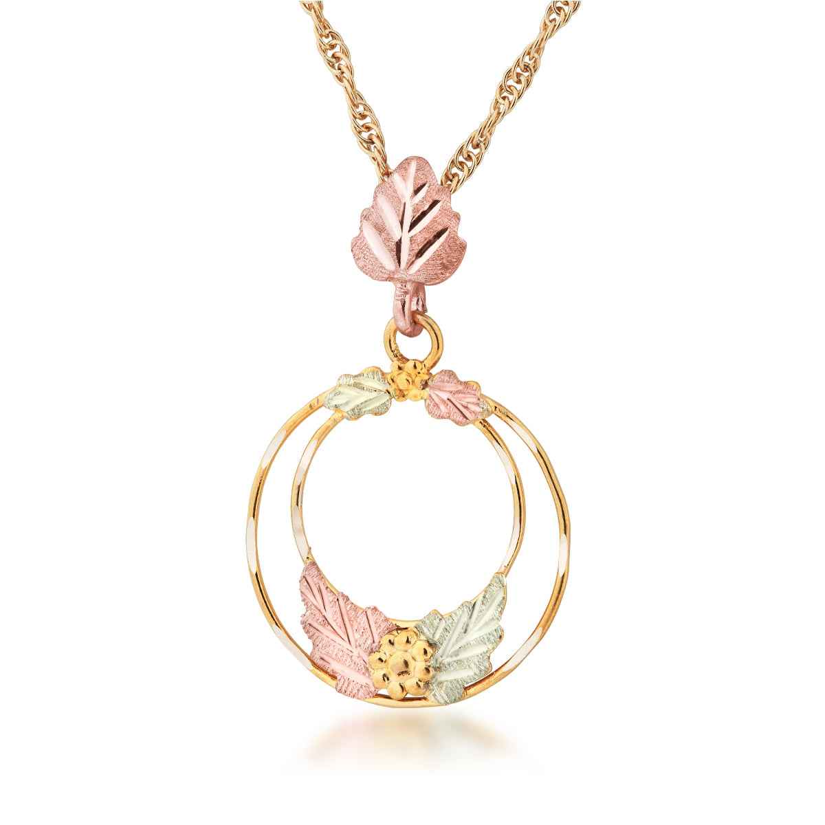 Black Hills Gold Small Dangle Double Circle Pendant in 10K Yellow Gold