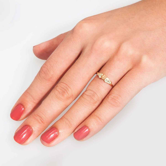 Black Hills Gold Small Rose Ring in 10K Yellow Gold close-up detail