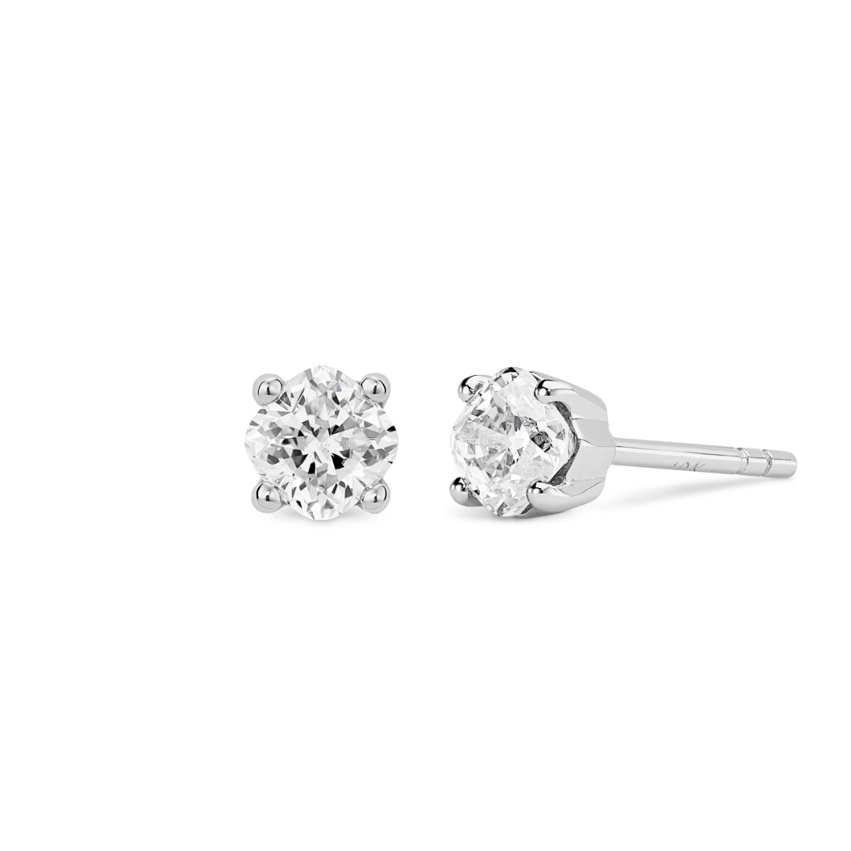 Lightbox 3/4 ct. tw. Lab-Grown Cushion Diamond Solitaire Earrings in 10K White Gold