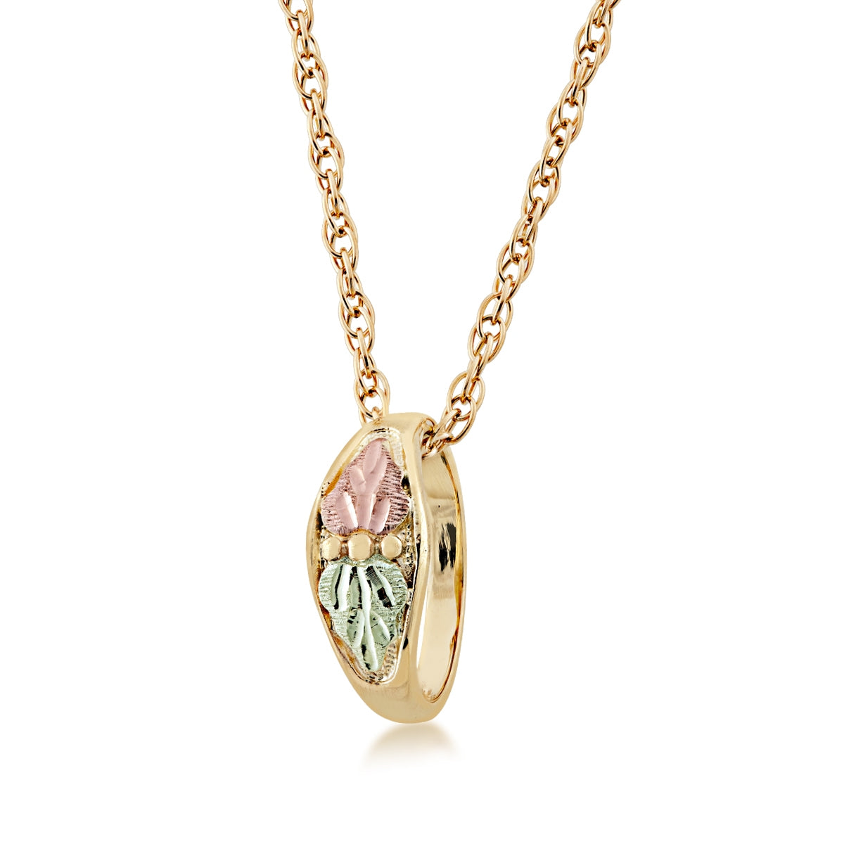 Black Hills Gold Children's Double Leaf Baby Ring Pendant in 10K Yellow Gold