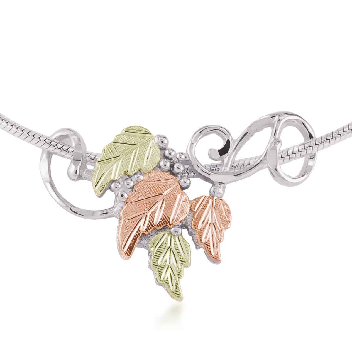 Black Hills Gold Leaf & Vine Slide Pendant in Sterling Silver (2)