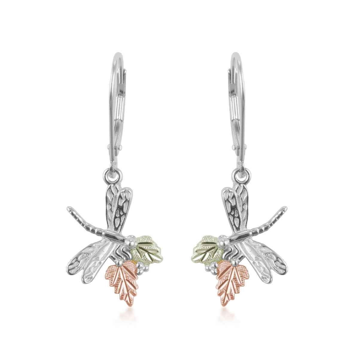 Black Hills Gold Dragonfly Dangle Earrings in Sterling Silver