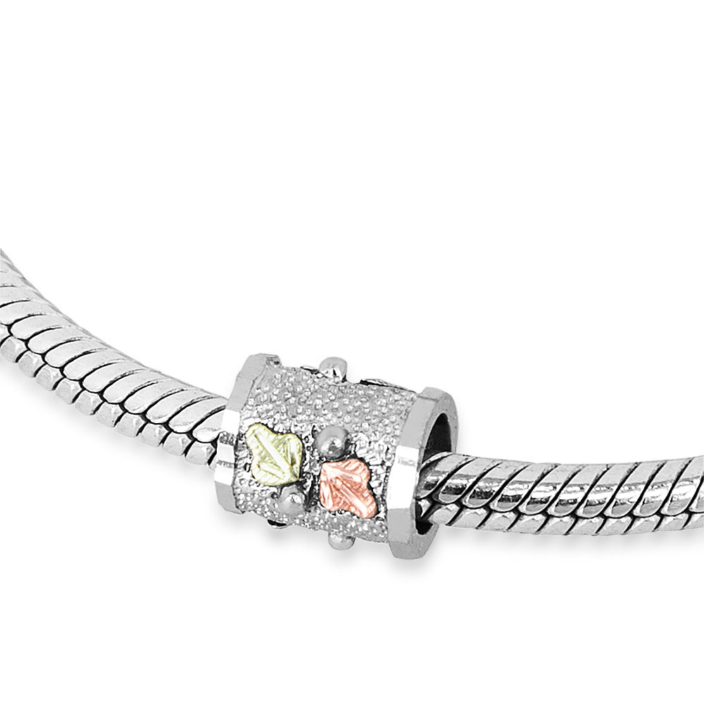 Black Hills Gold Bead on 7-inch Snake Chain Bracelet in Sterling Silver