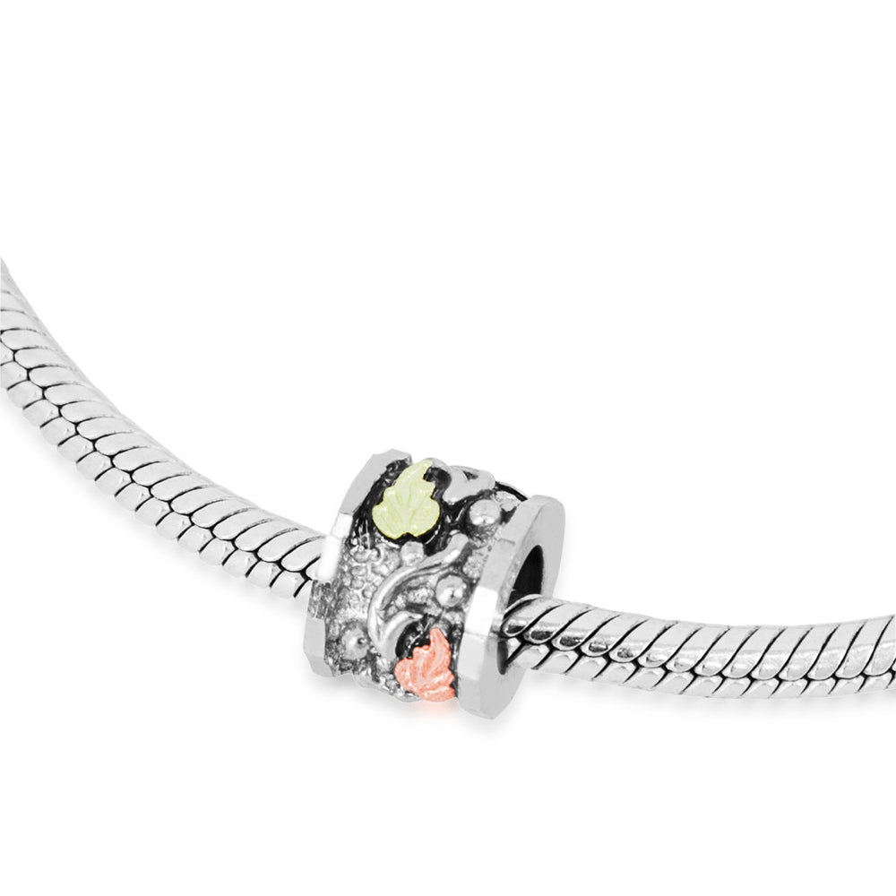 Black Hills Gold Small Bead on 7-inch Snake Chain Bracelet in Sterling Silver