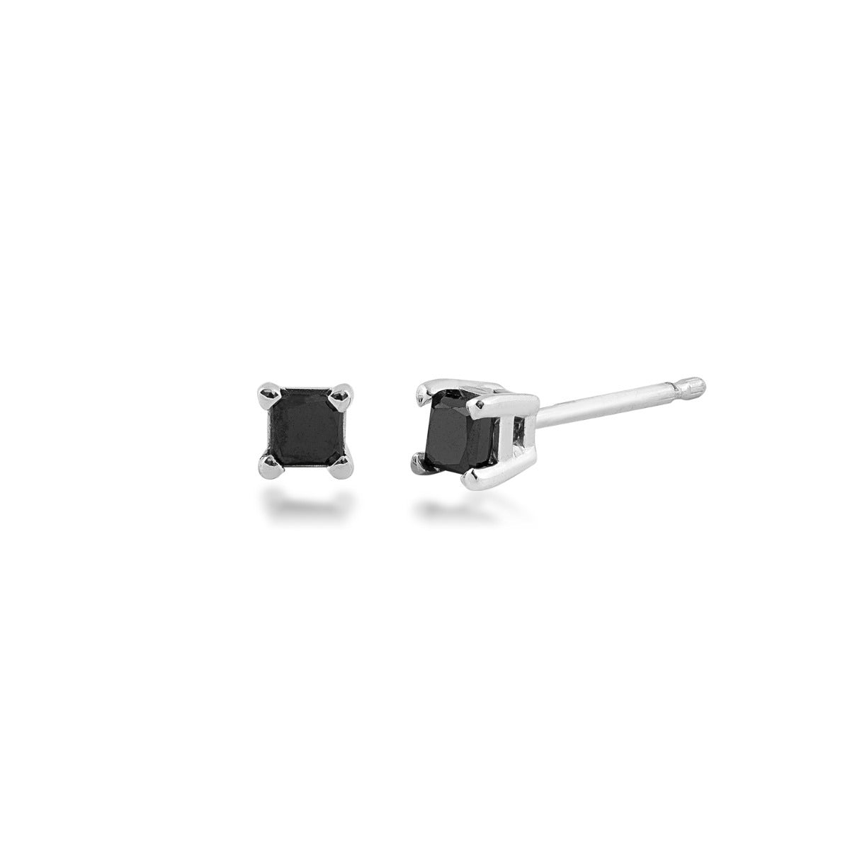 1/4 ct. tw. Princess Cut Treated Black Diamond Stud Earrings in 14K White Gold