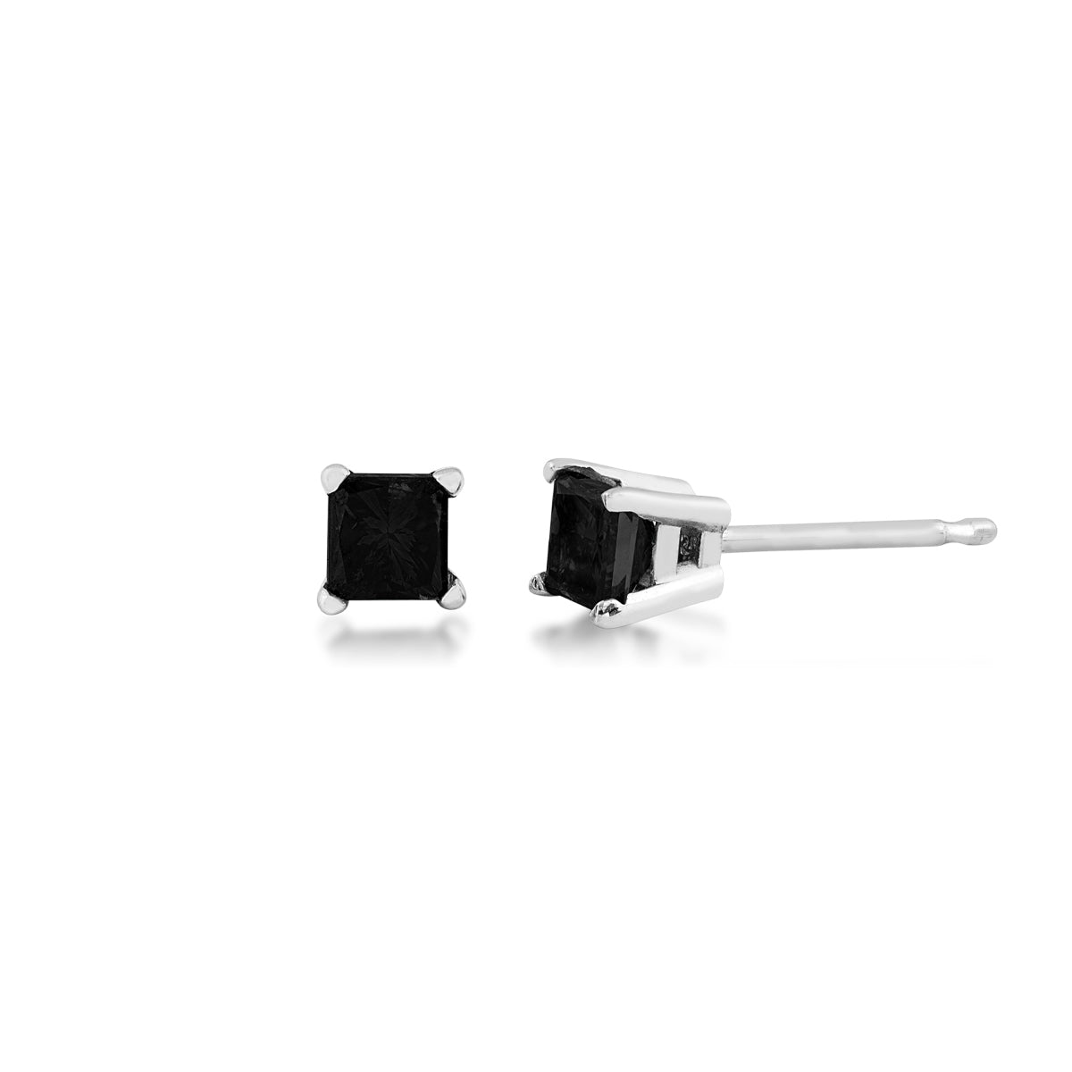 1/2 ct. tw. Princess Cut Treated Black Diamond Stud Earrings in 14K White Gold