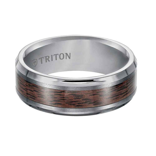 Triton Men's 8mm Tungsten Carbide Wedding Band close-up detail