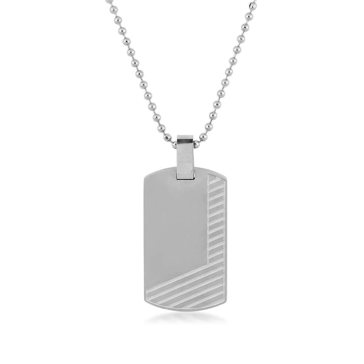 Men's Satin Textured Dog Tag Necklace in Stainless Steel