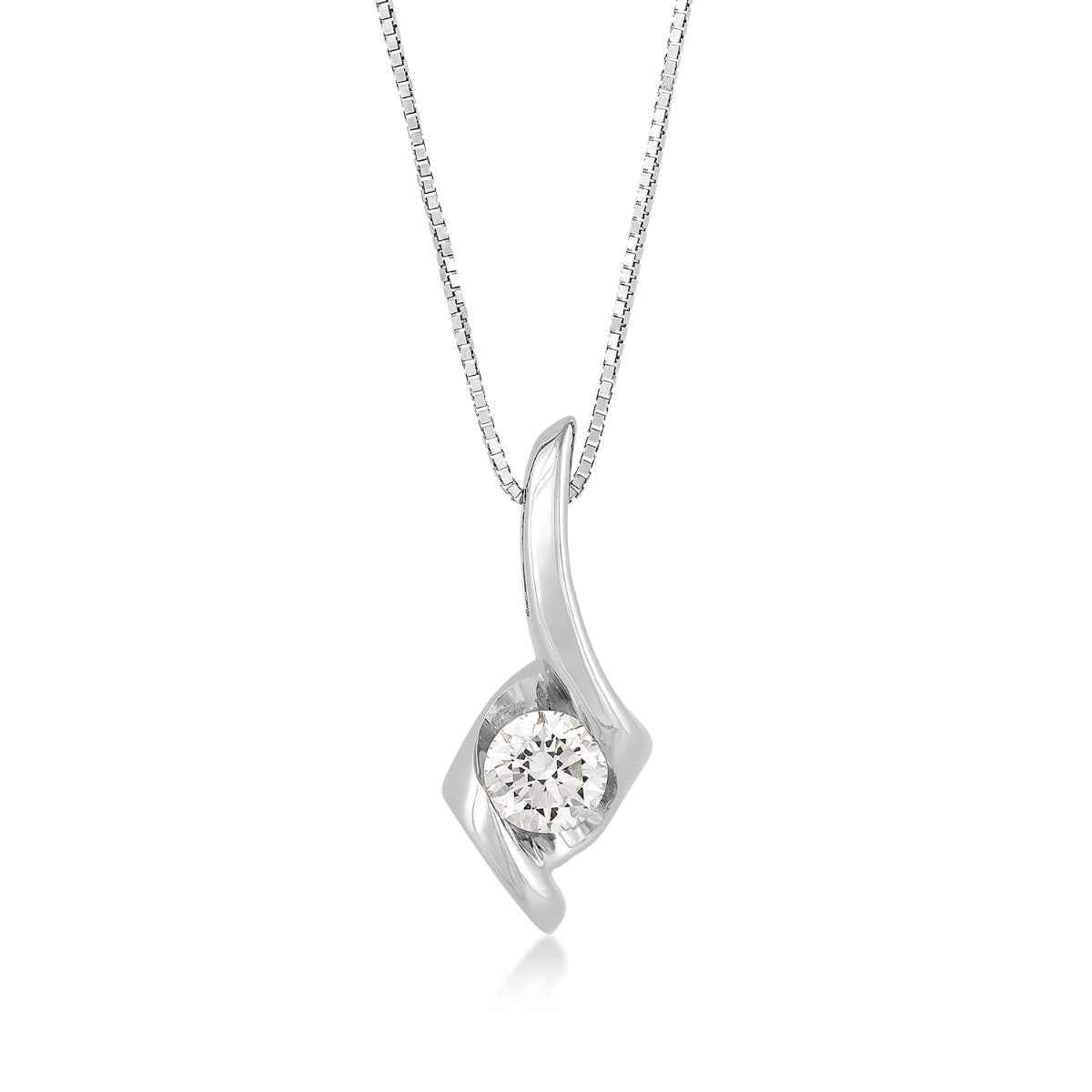 Sirena 1/4 ct. tw. Round Diamond Swirl Pendant in 14K White Gold