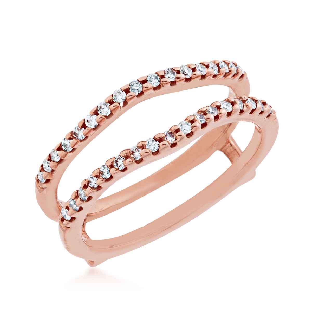 1/4 ct. tw. Round Prong-Set Insert Diamond Wedding Ring Enhancer in 14K Pink Gold front view