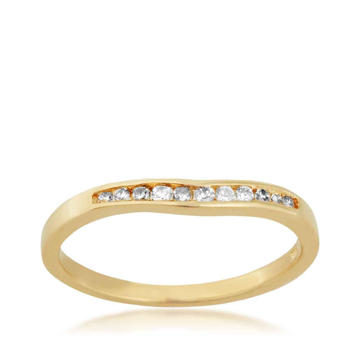 1/10 ct. tw. Round Closed Channel Curved Diamond Anniversary Band in 14K Yellow Gold - W 1806D