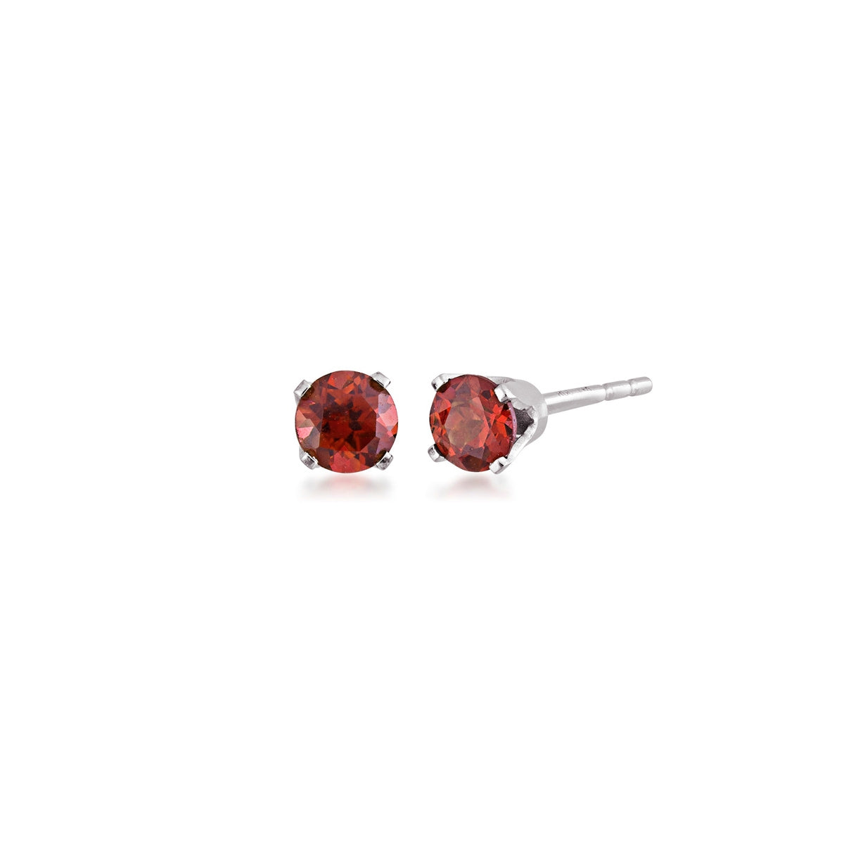3mm Garnet Stud Earrings in 14K White Gold