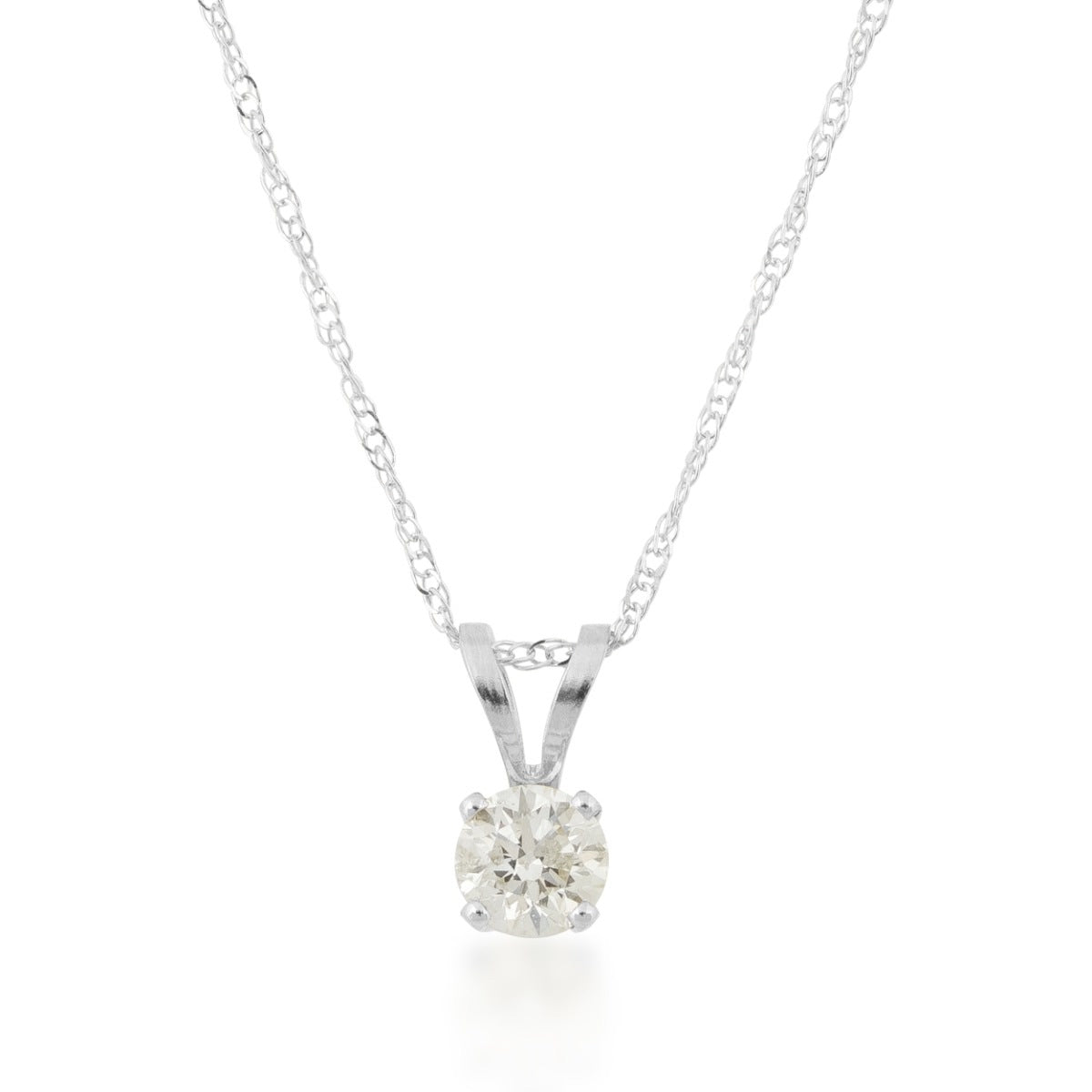 1/5 ct. tw. AA Quality Round Brilliant Diamond Solitaire Pendant in 14K White Gold