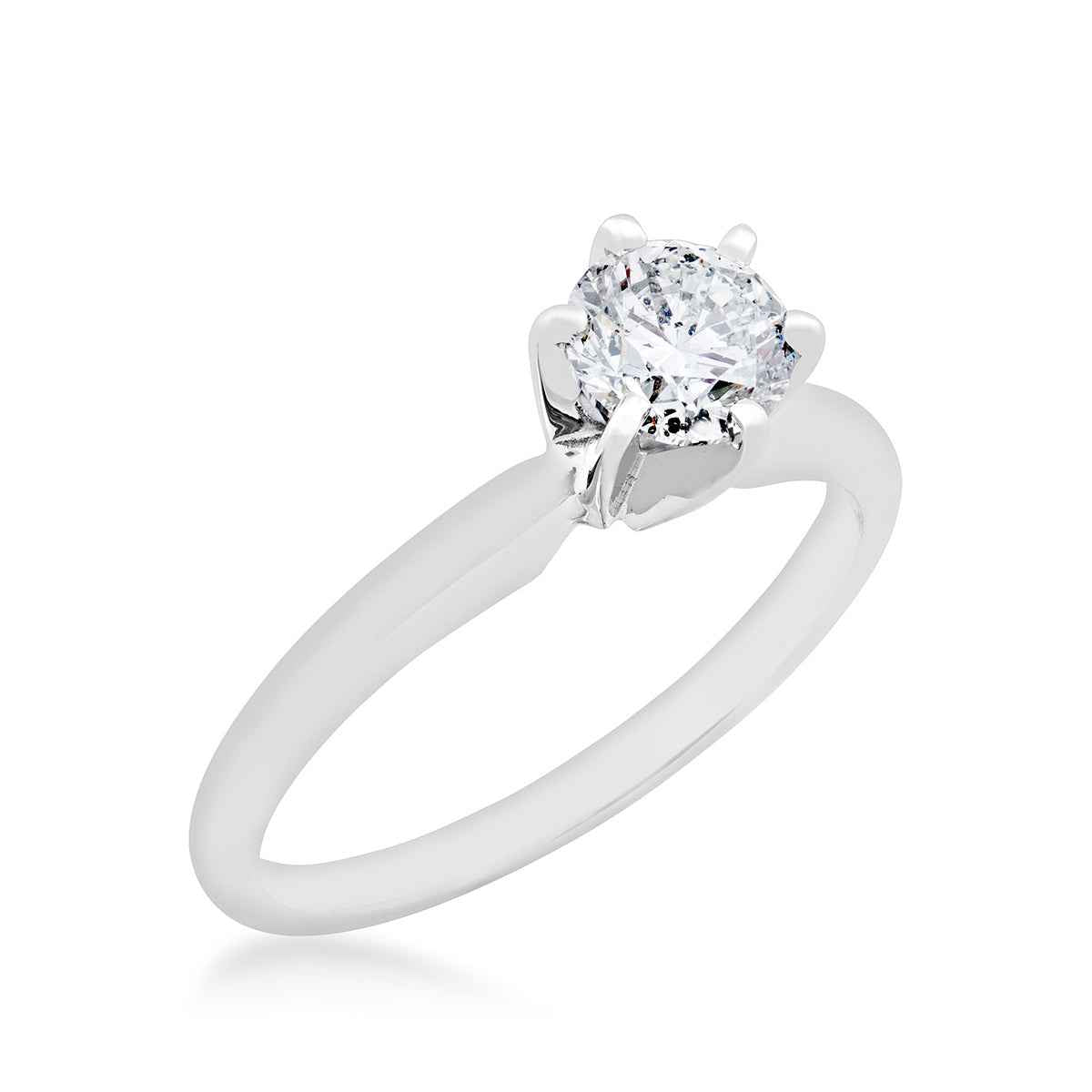 3/4 ct. tw. A Quality Round Brilliant Diamond Solitaire Engagement Ring in 14K White Gold front view