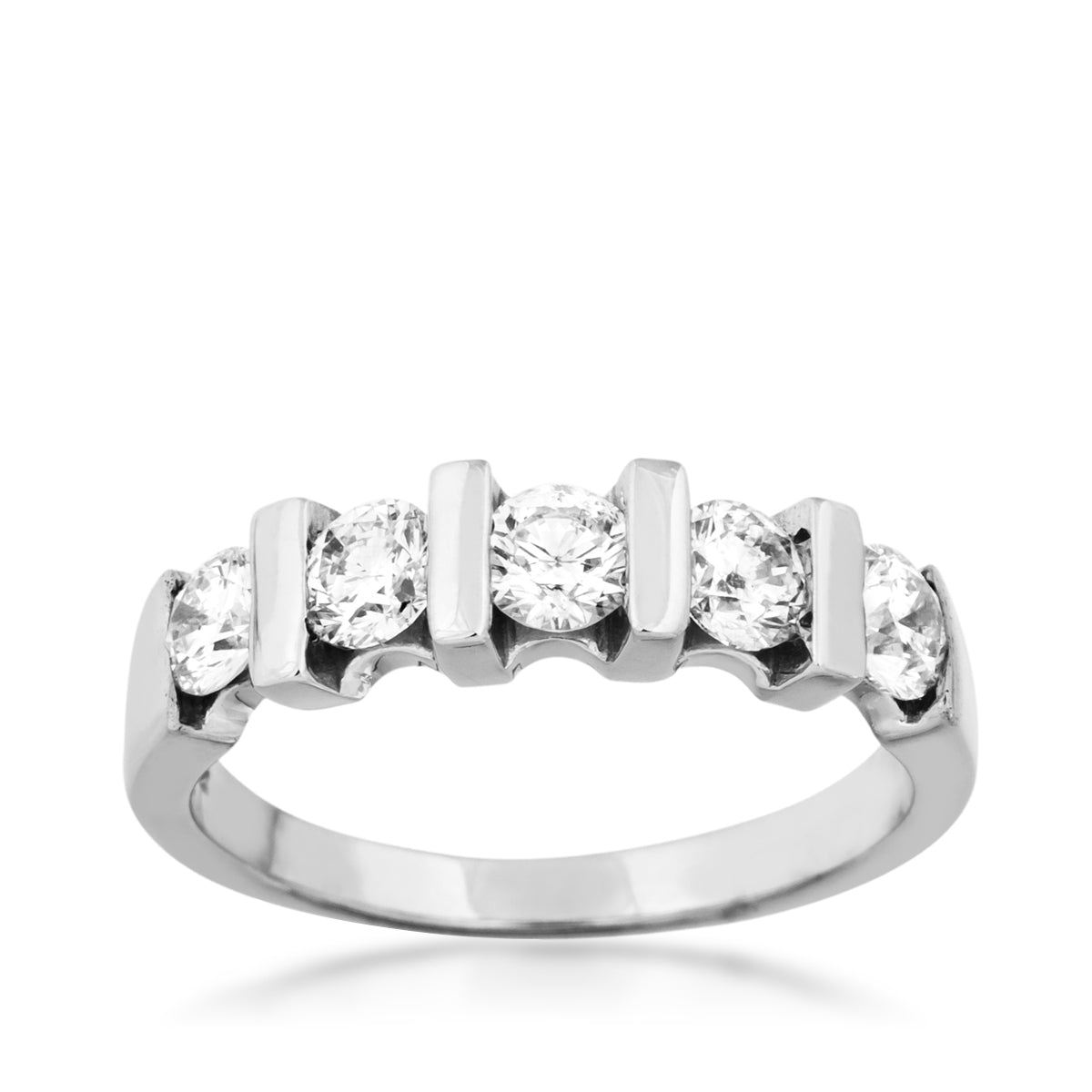 1 ct. tw. Round Channel Set 5-Stone Diamond Anniversary Ring in 14K White Gold