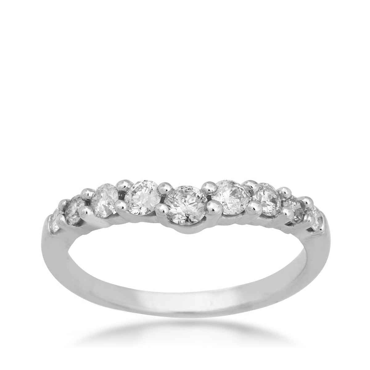 1/2 ct. tw. Round Chevron Style Diamond Anniversary Band in 14K White Gold