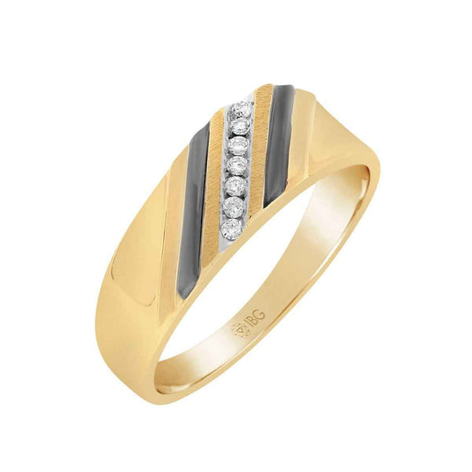 .07 ct. tw. Men's Diamond Wedding Band in 10K Yellow Gold with Black Rhodium front view