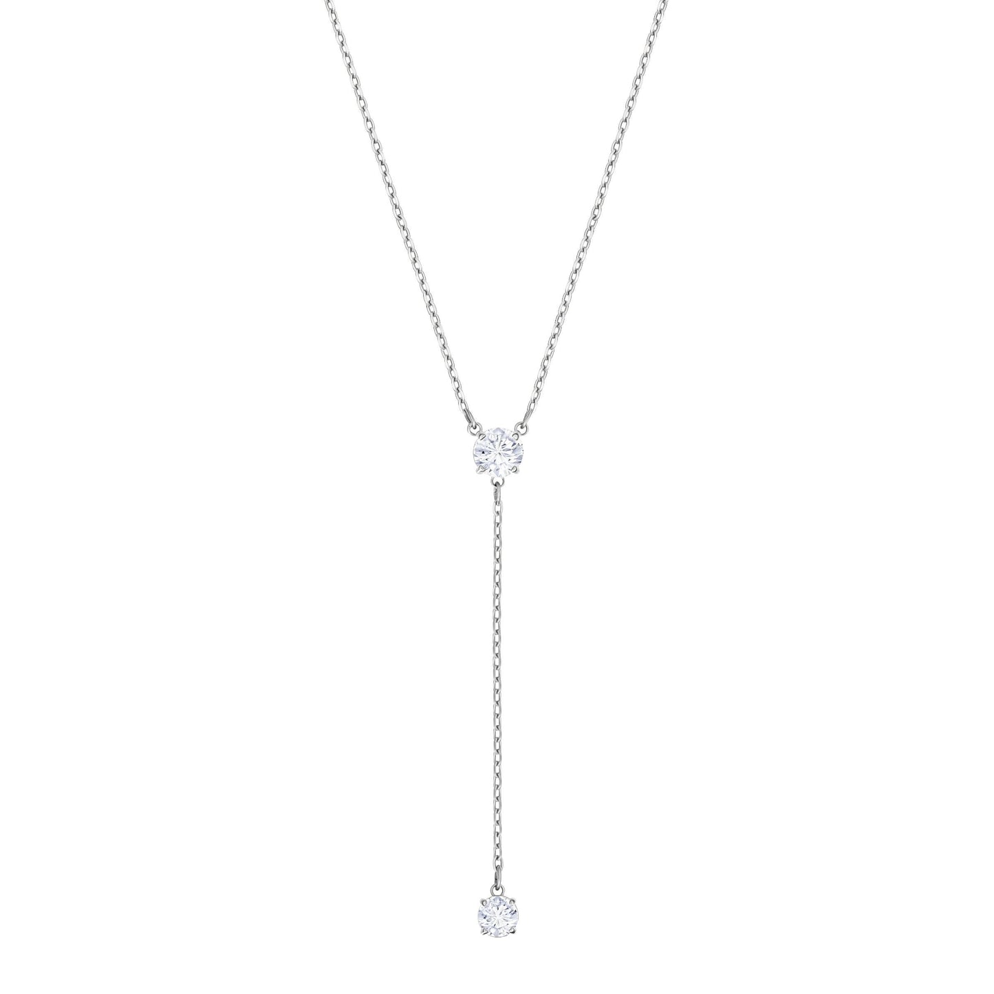 Swarovski Crystal 'Attract' Y-Neck Fashion Necklace in Rhodium Plating