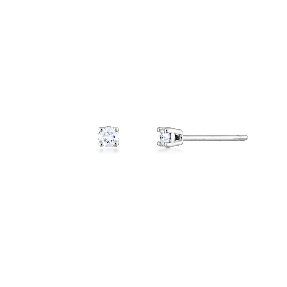 1/10 ct. tw. Round Brilliant Diamond Stud Solitaire Earrings in 14K White Gold