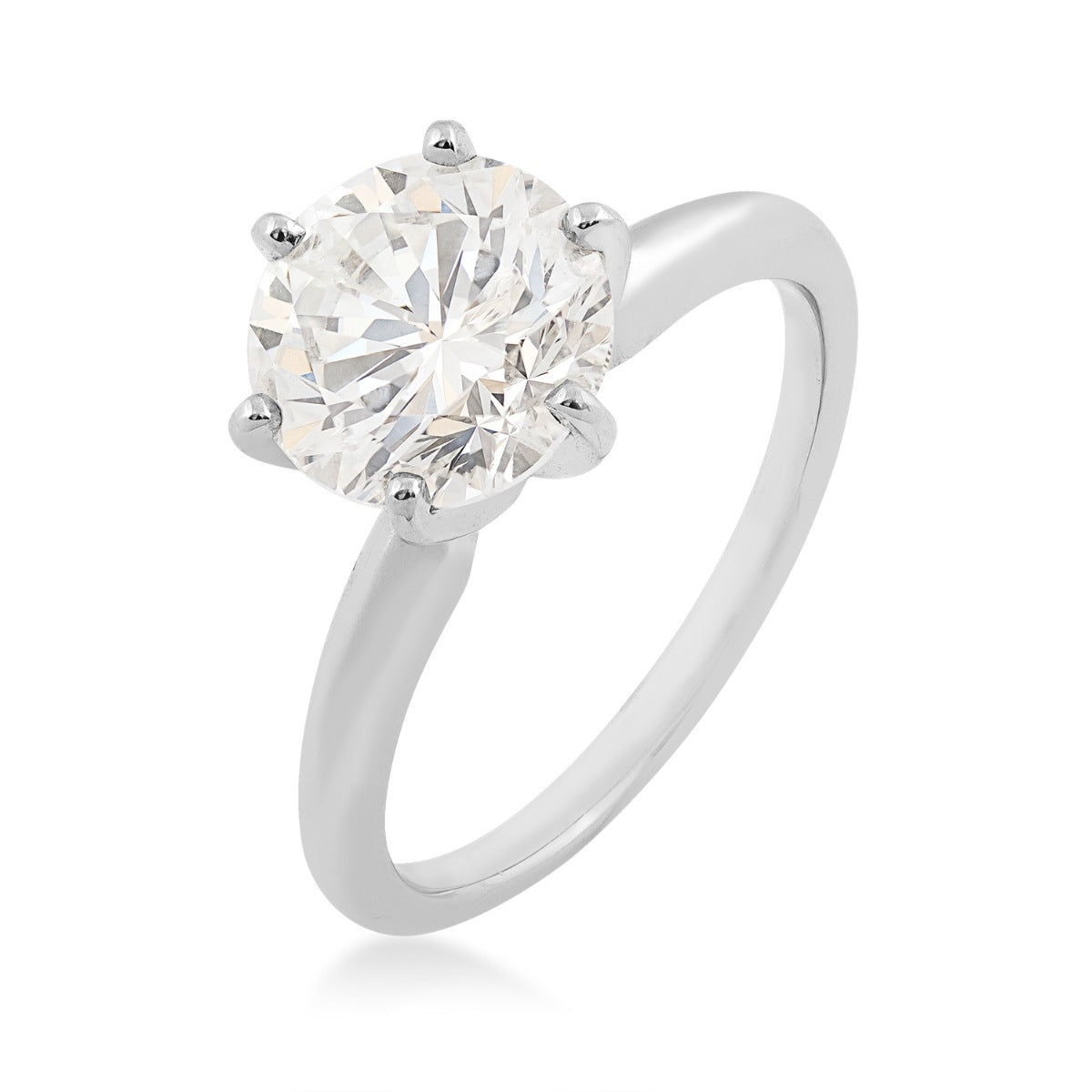 Natural 3 ct. tw. Round Brilliant Diamond Solitaire Engagement Ring in 14K White Gold front view