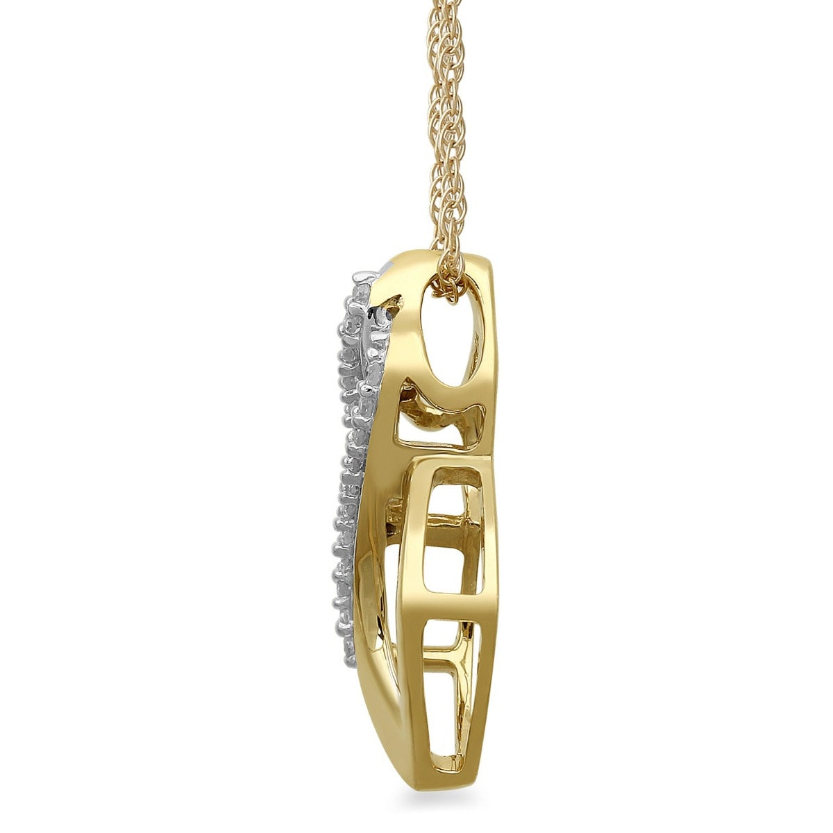 Diamond Accent Flame Pendant in 10K Yellow Gold front view