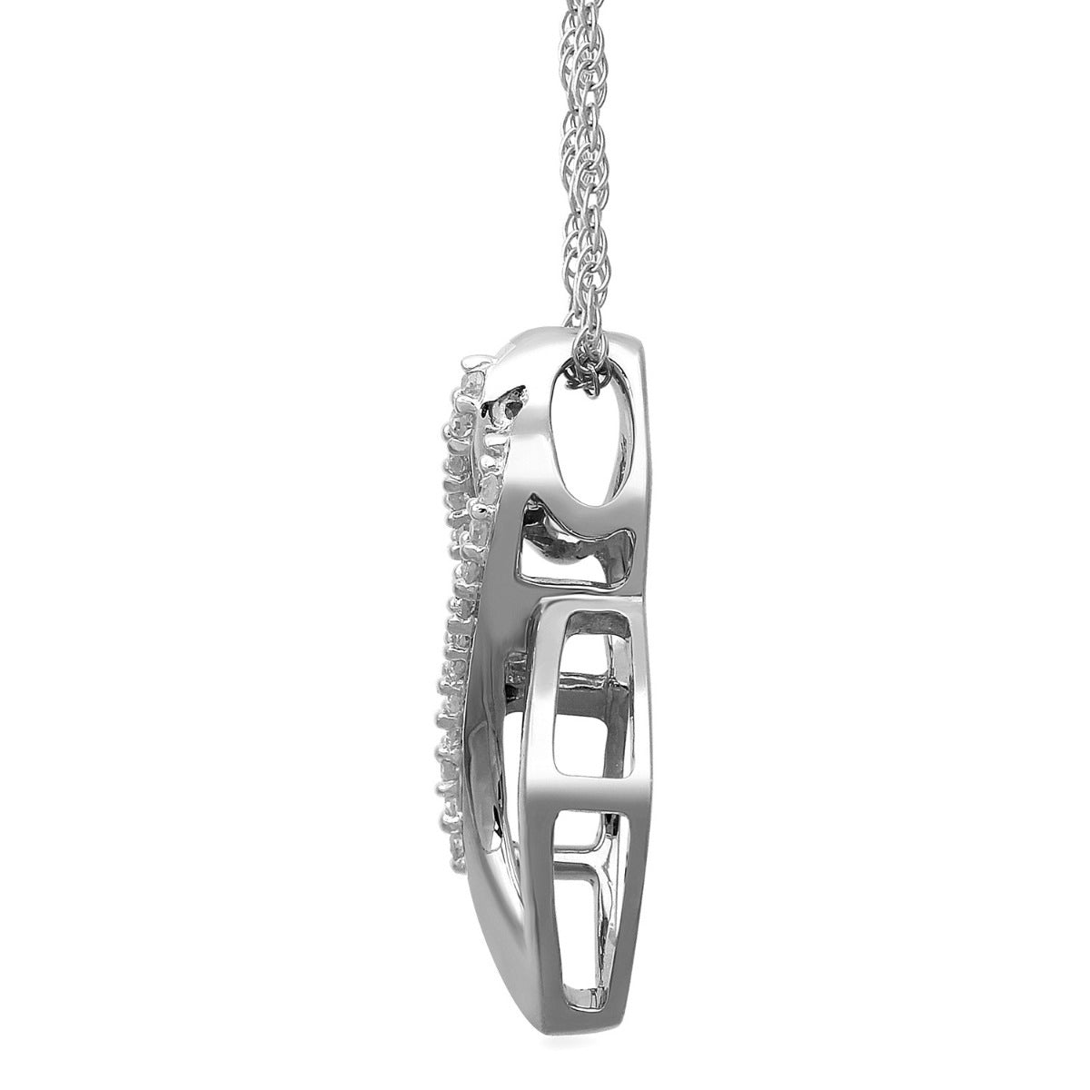Diamond Accent Flame Pendant in 10K White Gold front view