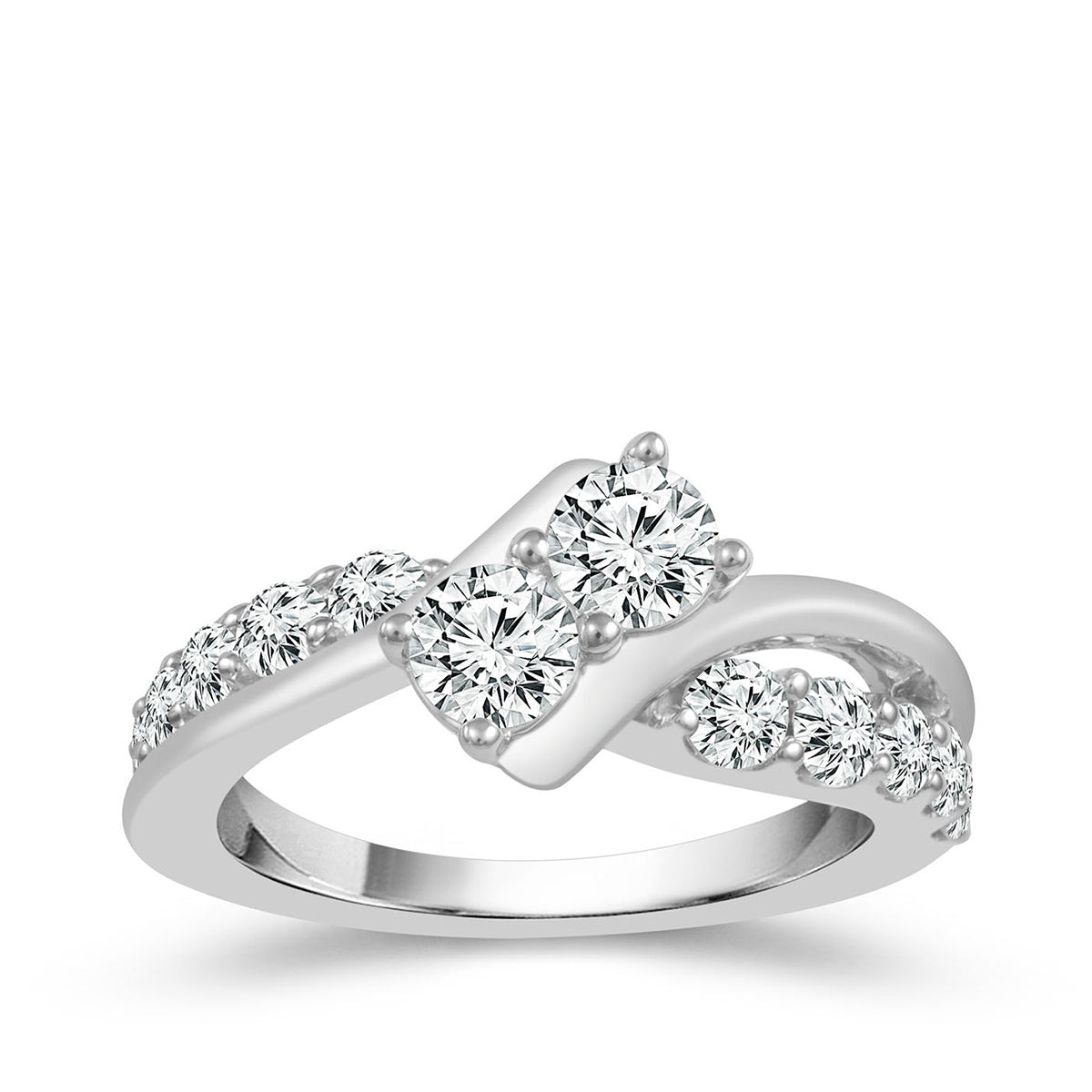 2BeLoved 1-1/2 ct. tw. 2-Stone Diamond Anniversary Ring in 14K White Gold