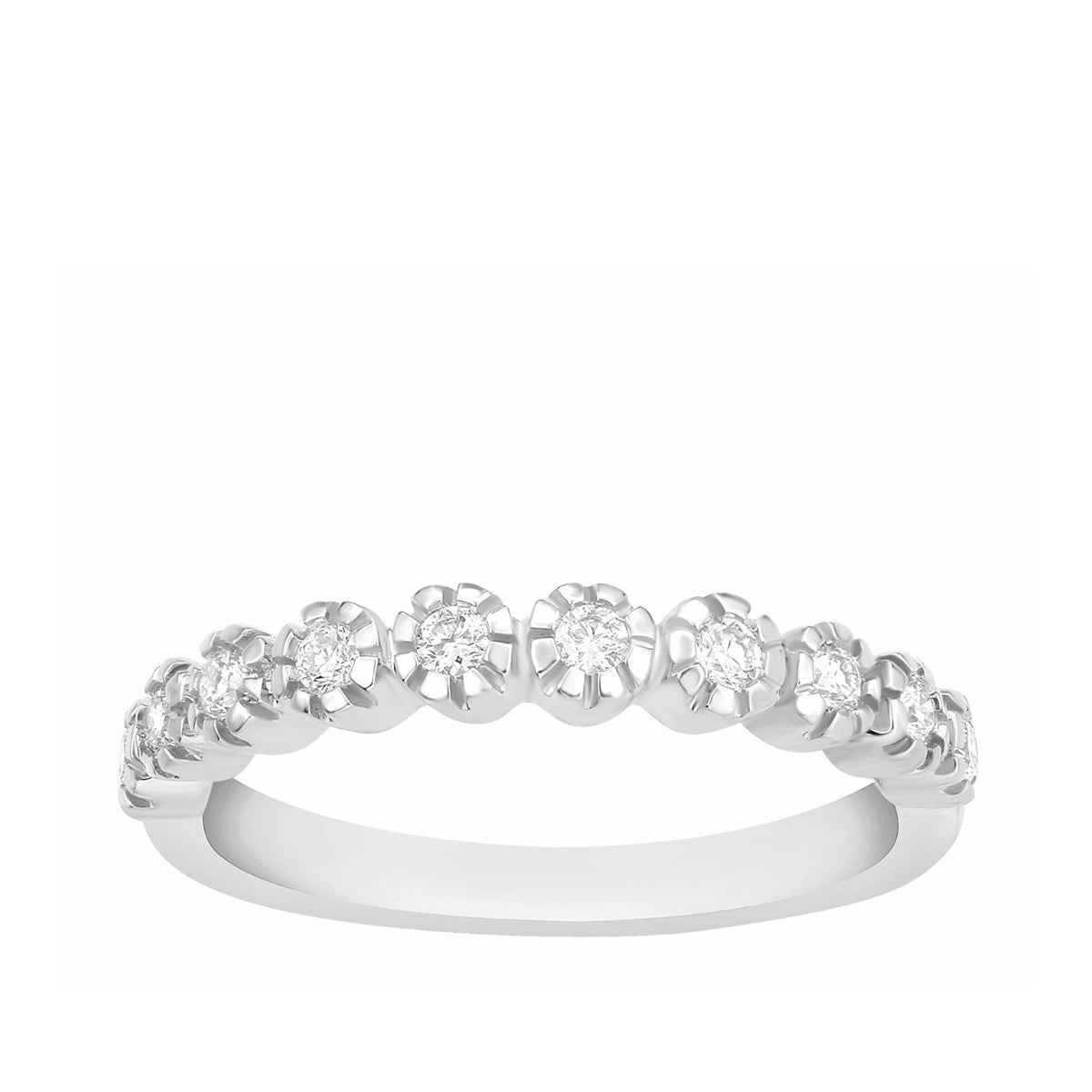 Perfect Match 1/6 ct. tw. Round Diamond Stackable Diamond Ring with Milgrain Halo Detailing in 10K White Gold