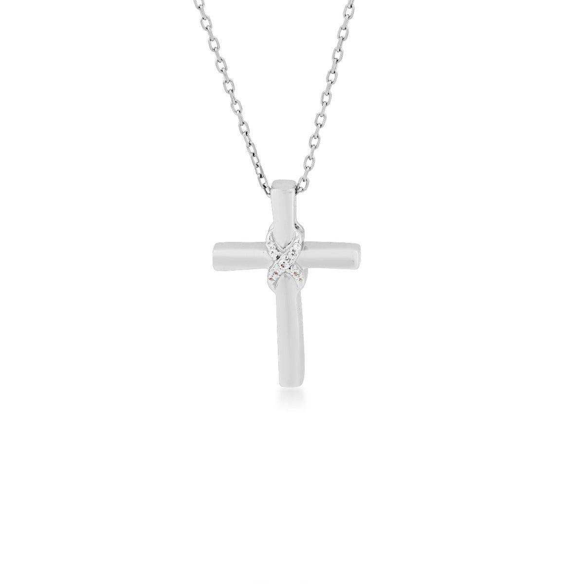 Infinite Love .04 ct. tw. Diamond Infinity Cross Pendant in Sterling Silver