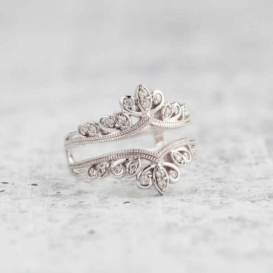 1/5 ct. tw. Diamond Filigree Ring Enhancer in 14K White Gold close-up detail