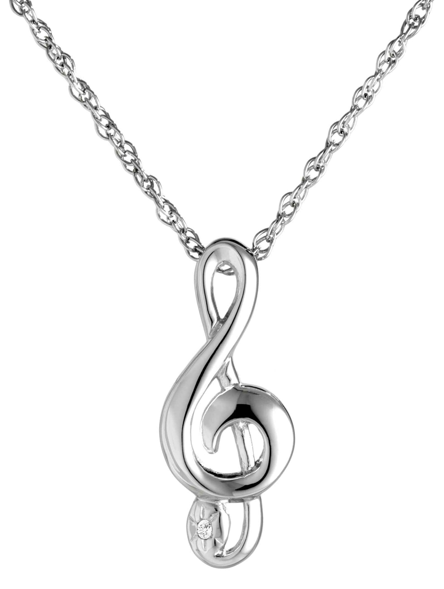 1/200 ct. tw. Diamond Treble Clef Pendant in Sterling Silver