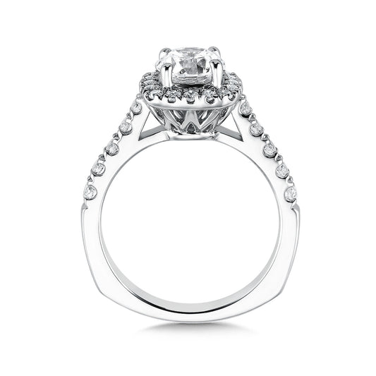Valina 1/2 ct. tw. Diamond Halo Round Semi-Mount Engagement Ring with European Shank in 14K White Gold front view