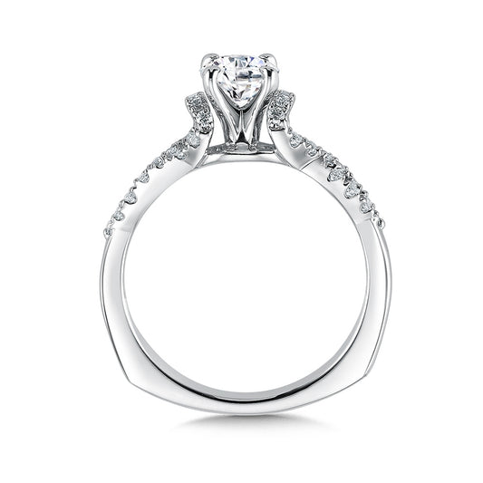 Valina 1/4 ct. tw. Diamond Twist Round Semi-Mount Engagement Ring with European Shank in 14K White Gold front view