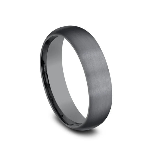 Benchmark men's domed comfort fit gray tantalum wedding band alternate view