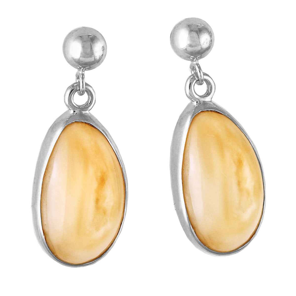 Ladies' Elk Ivory Dangle Earrings in Sterling Silver - Willow Creek