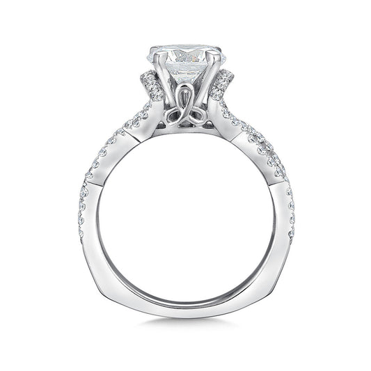 Valina 3/8 ct. tw. Diamond Twist Round Semi-Mount Engagement Ring with European Shank in 14K White Gold front view