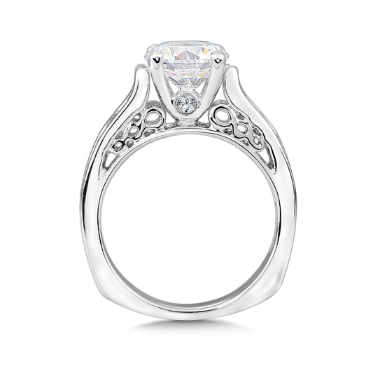 Valina 3/4 ct. tw. Diamond Channel Set Round Semi-Mount Engagement Ring with European Shank in 14K White Gold front view