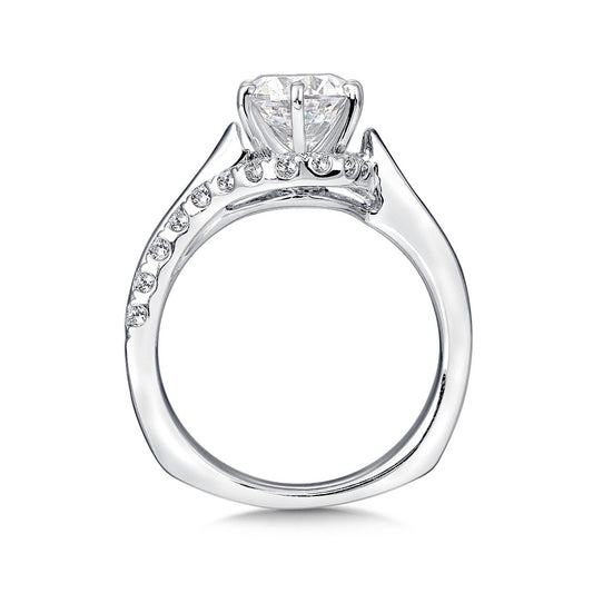 Valina 1/2 ct. tw. Diamond Bypass Round Semi-Mount Engagement Ring with European Shank in 14K White Gold front view