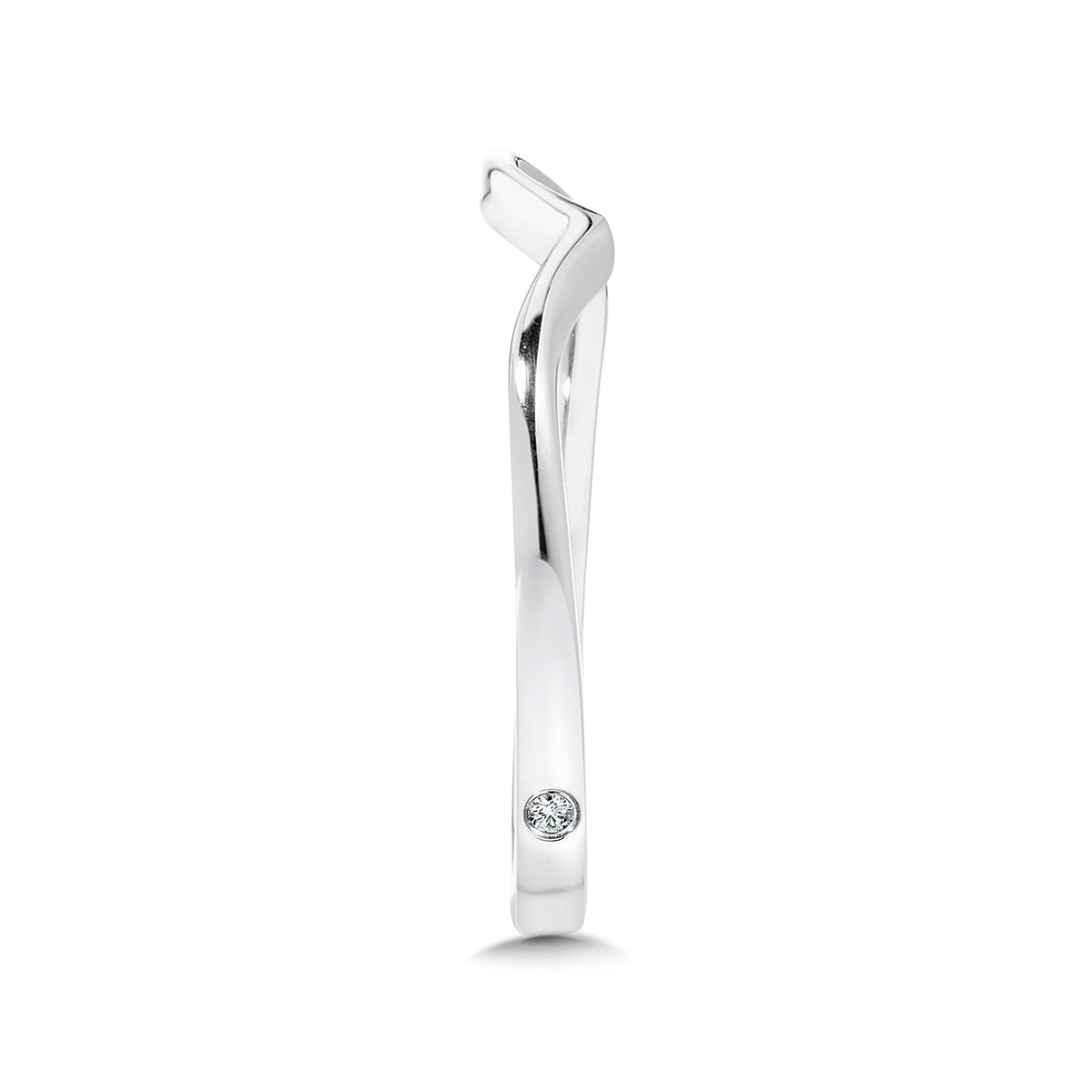 Valina Diamond Accent Contoured Wedding Ring with European Shank in 14K White Gold close-up detail