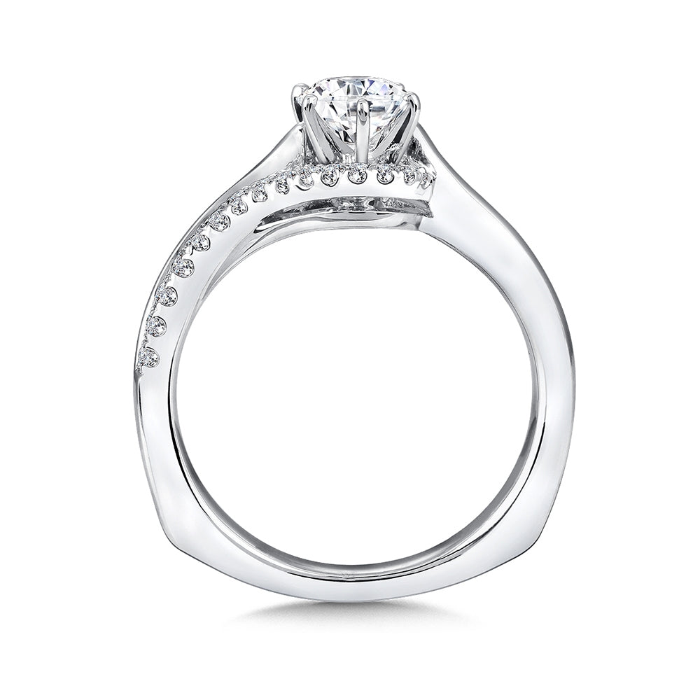 Valina 1/5 ct. tw. Diamond Bypass Round Semi-Mount Engagement Ring with European Shank in 14K White Gold front view